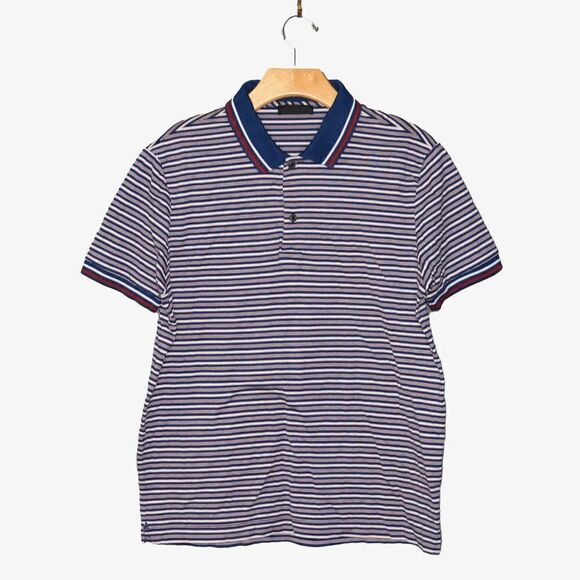 Prada Men's Striped Polo Shirt Sz L - Picture 2 of 6